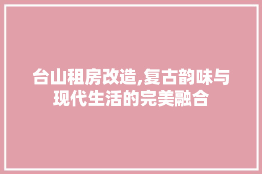 台山租房改造,复古韵味与现代生活的完美融合