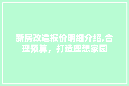 新房改造报价明细介绍,合理预算，打造理想家园