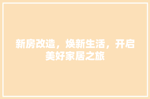 新房改造，焕新生活，开启美好家居之旅