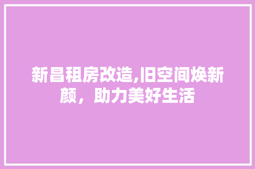 新昌租房改造,旧空间焕新颜，助力美好生活