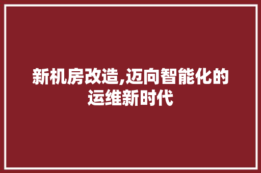 新机房改造,迈向智能化的运维新时代