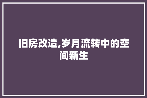 旧房改造,岁月流转中的空间新生