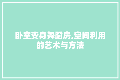 卧室变身舞蹈房,空间利用的艺术与方法