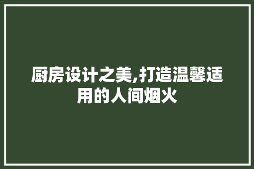 厨房设计之美,打造温馨适用的人间烟火