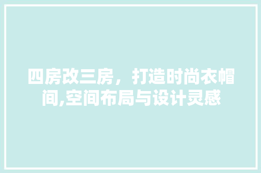 四房改三房，打造时尚衣帽间,空间布局与设计灵感