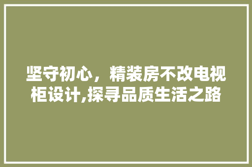 坚守初心，精装房不改电视柜设计,探寻品质生活之路
