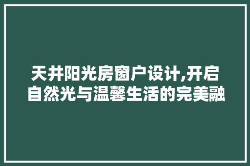 天井阳光房窗户设计,开启自然光与温馨生活的完美融合