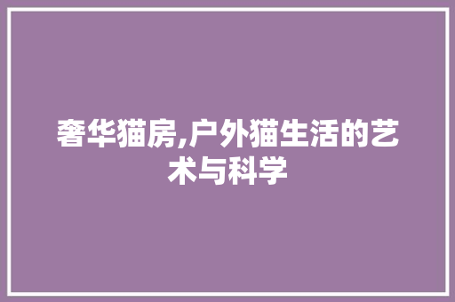 奢华猫房,户外猫生活的艺术与科学