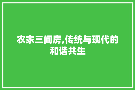 农家三间房,传统与现代的和谐共生