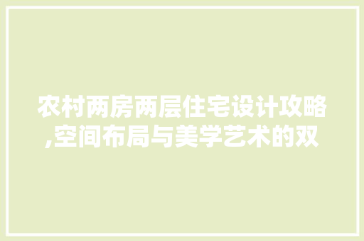 农村两房两层住宅设计攻略,空间布局与美学艺术的双重考量