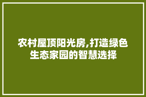 农村屋顶阳光房,打造绿色生态家园的智慧选择