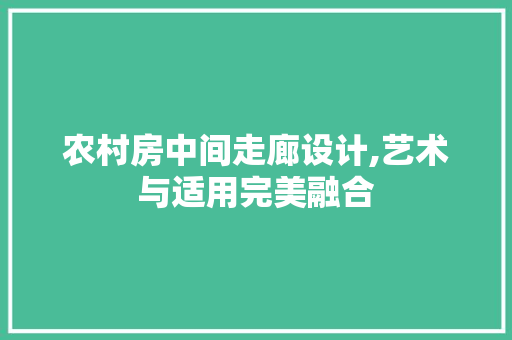 农村房中间走廊设计,艺术与适用完美融合