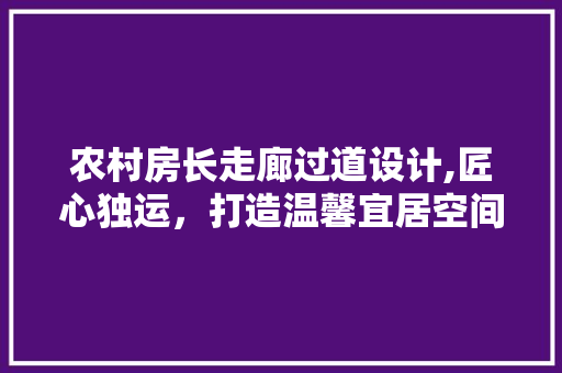 农村房长走廊过道设计,匠心独运，打造温馨宜居空间