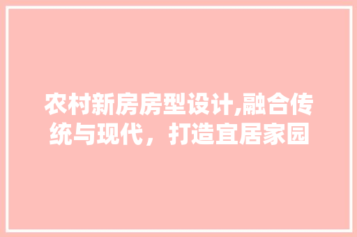 农村新房房型设计,融合传统与现代，打造宜居家园