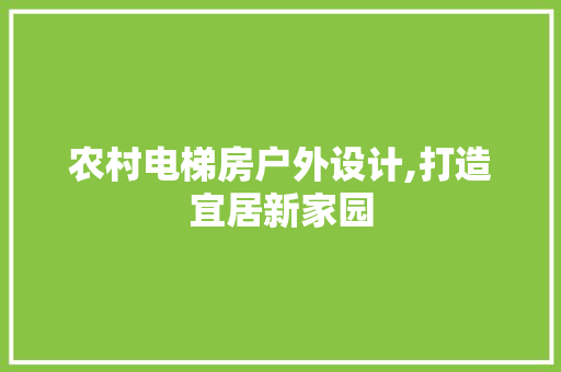 农村电梯房户外设计,打造宜居新家园