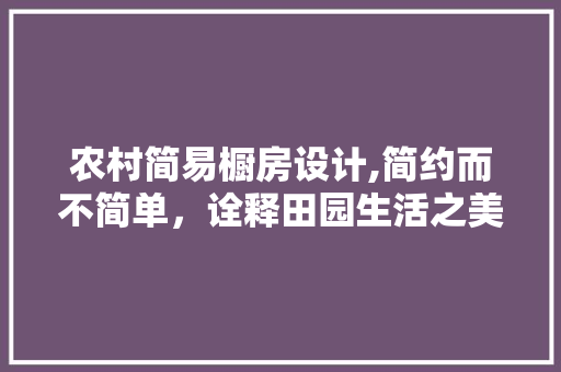 农村简易橱房设计,简约而不简单，诠释田园生活之美
