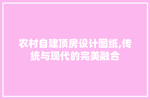 农村自建顶房设计图纸,传统与现代的完美融合