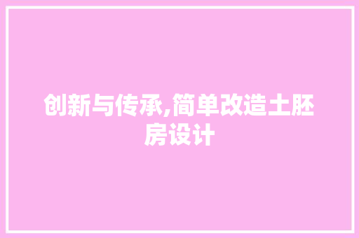 创新与传承,简单改造土胚房设计
