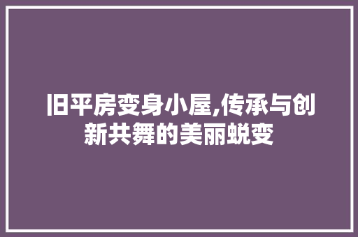旧平房变身小屋,传承与创新共舞的美丽蜕变