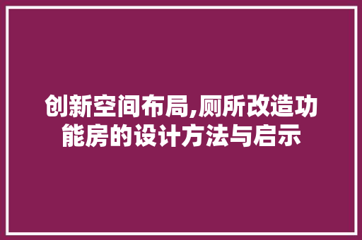 创新空间布局,厕所改造功能房的设计方法与启示