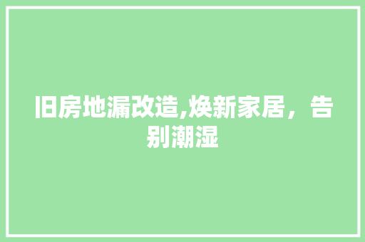 旧房地漏改造,焕新家居，告别潮湿