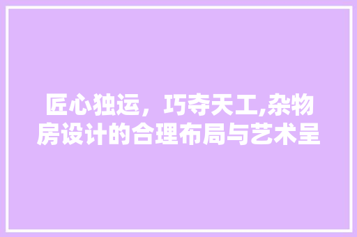 匠心独运，巧夺天工,杂物房设计的合理布局与艺术呈现