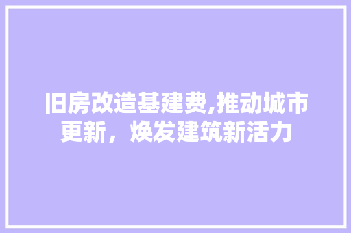 旧房改造基建费,推动城市更新，焕发建筑新活力