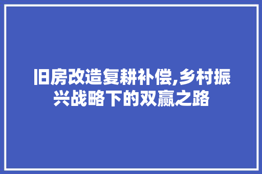 旧房改造复耕补偿,乡村振兴战略下的双赢之路