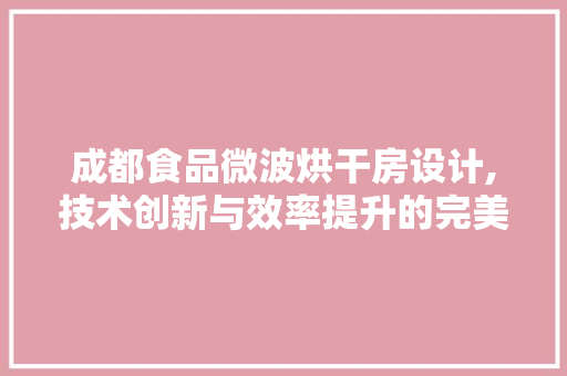 成都食品微波烘干房设计,技术创新与效率提升的完美结合