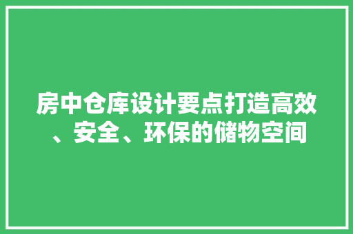 房中仓库设计要点打造高效、安全、环保的储物空间