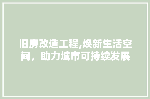 旧房改造工程,焕新生活空间，助力城市可持续发展