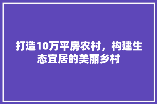 打造10万平房农村，构建生态宜居的美丽乡村