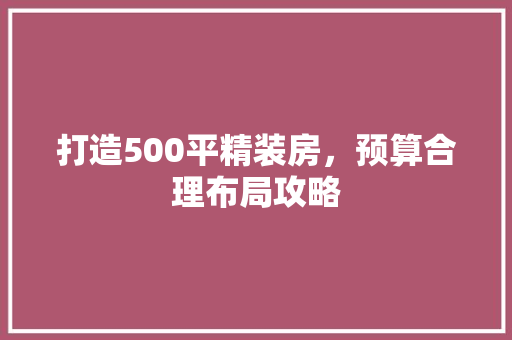 打造500平精装房，预算合理布局攻略