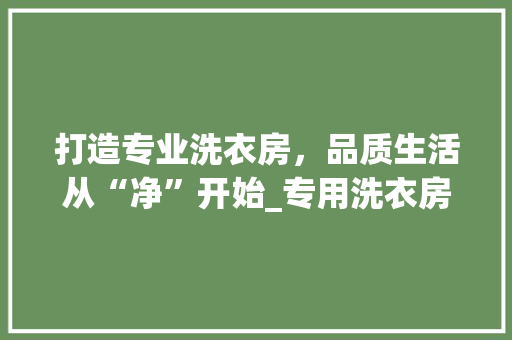 打造专业洗衣房，品质生活从“净”开始_专用洗衣房设计大全解读