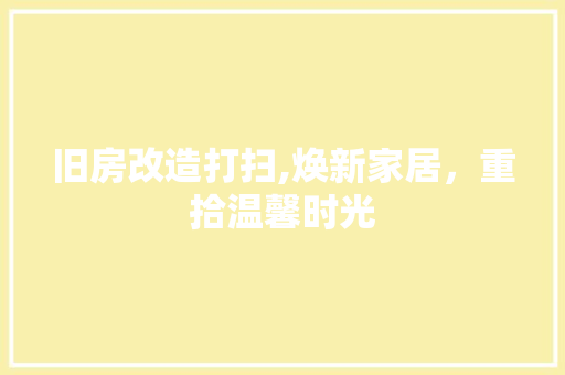旧房改造打扫,焕新家居，重拾温馨时光