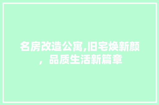名房改造公寓,旧宅焕新颜，品质生活新篇章