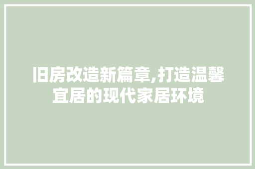 旧房改造新篇章,打造温馨宜居的现代家居环境