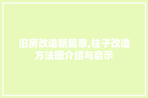 旧房改造新篇章,柱子改造方法图介绍与启示