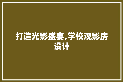 打造光影盛宴,学校观影房设计
