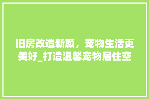 旧房改造新颜，宠物生活更美好_打造温馨宠物居住空间