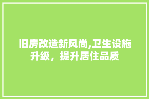 旧房改造新风尚,卫生设施升级，提升居住品质