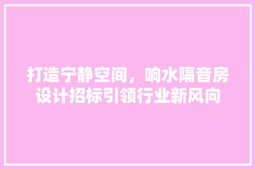 打造宁静空间，响水隔音房设计招标引领行业新风向