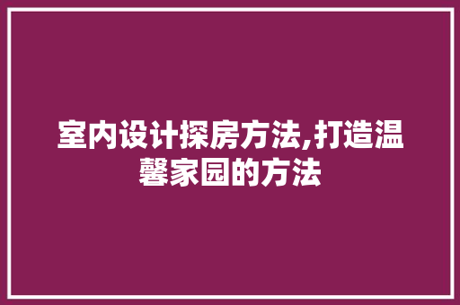 室内设计探房方法,打造温馨家园的方法