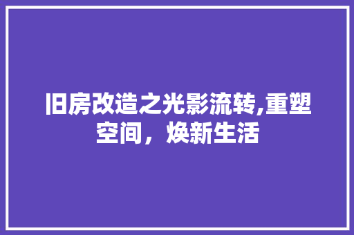 旧房改造之光影流转,重塑空间，焕新生活