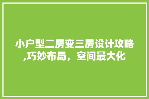 小户型二房变三房设计攻略,巧妙布局，空间最大化