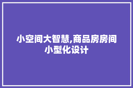 小空间大智慧,商品房房间小型化设计
