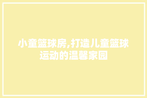 小童篮球房,打造儿童篮球运动的温馨家园