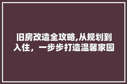 旧房改造全攻略,从规划到入住，一步步打造温馨家园