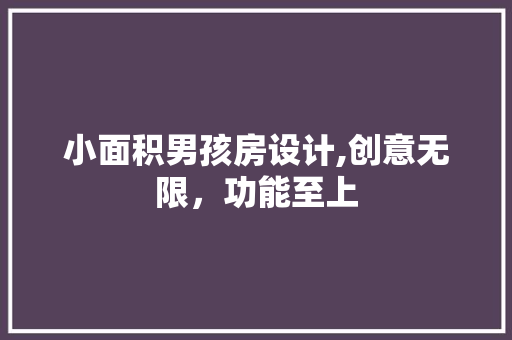 小面积男孩房设计,创意无限，功能至上
