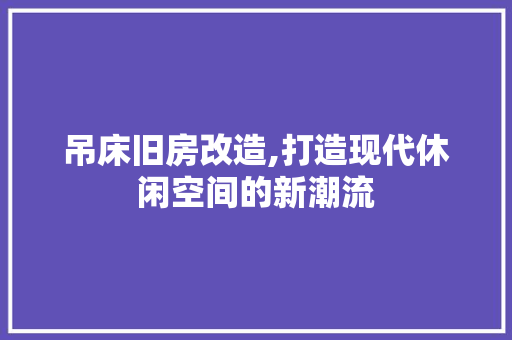 吊床旧房改造,打造现代休闲空间的新潮流